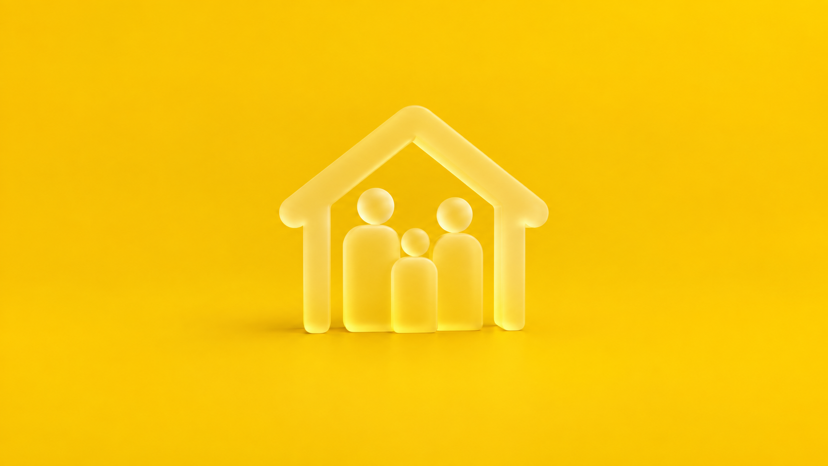 Translucent household sheltering a family to represent civil preparedness.