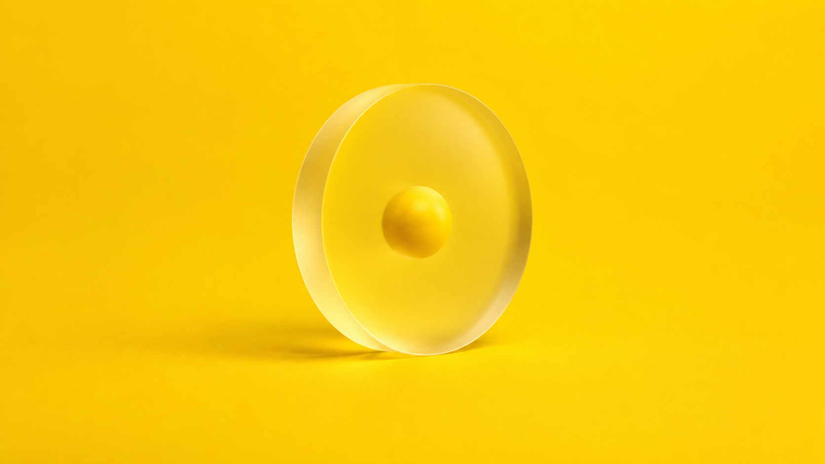 Translucent circular lens focused on a central information point.