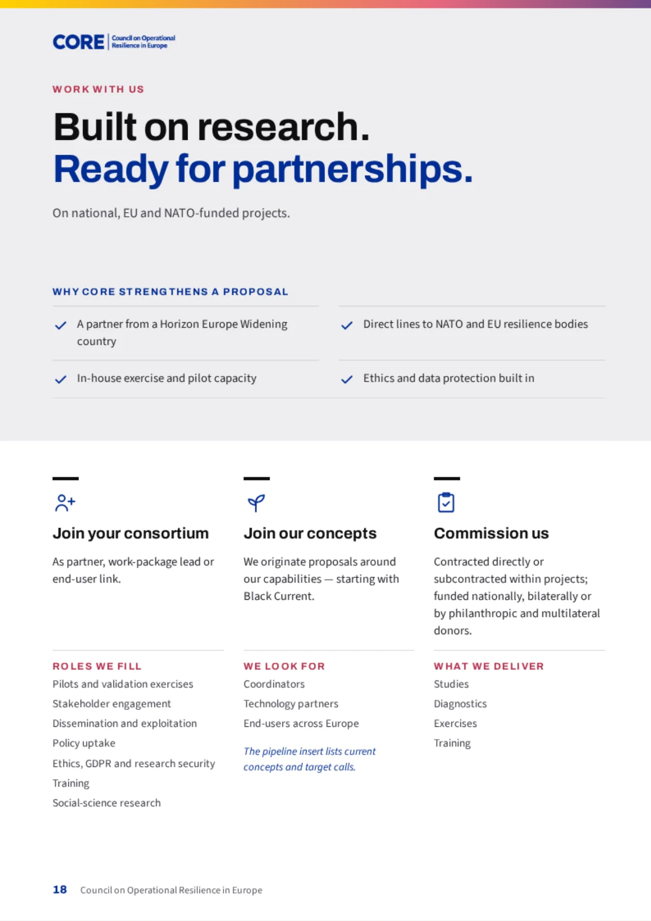 From think to do, CORE leaflet, page 18