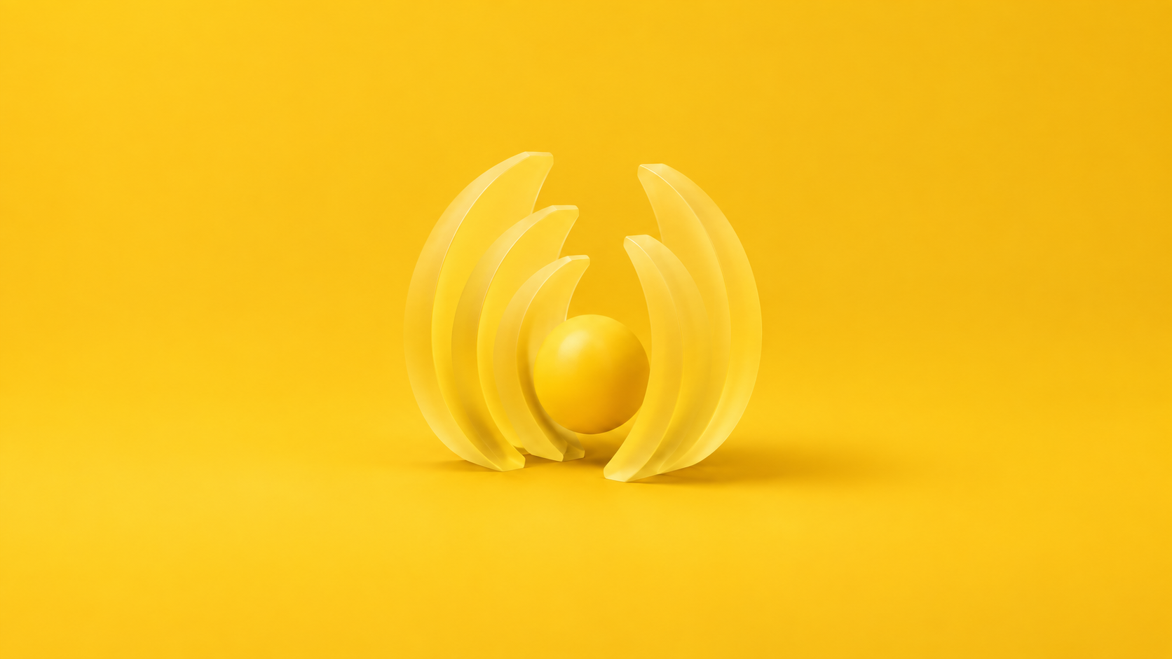 Layered translucent signal forms surrounding a central sphere.